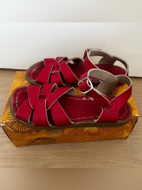 Red Leather Salt water Kids Sandals size 13
